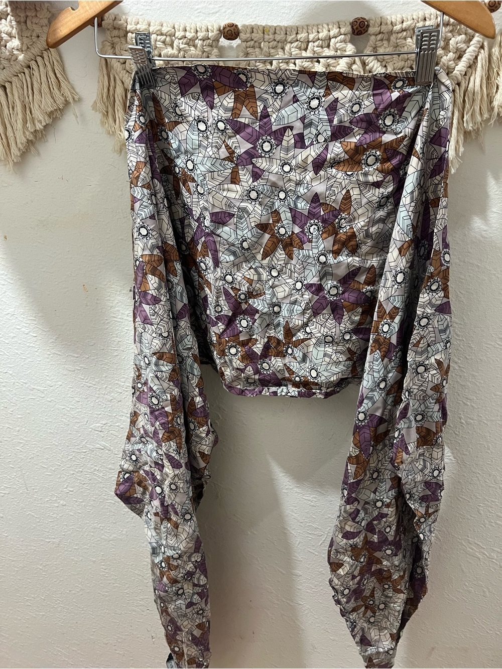 Thomas Wylde Cream, Purple & Brown Printed Floral-Geometric scarf